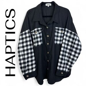 HAPTICS Wool Blend Gingham Shacket Size 3X Black White Checkered NEW